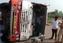 RTC Bus accident in Nellore- Chennai Highway...
